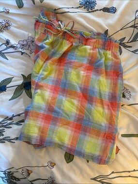 Johnny Was Pastel Rainbow Plaid Skirt